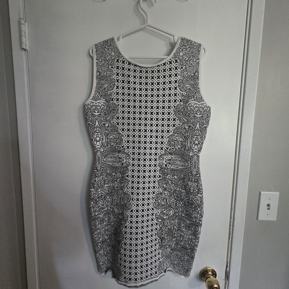 BCBGMaxAzria Black and White Geometric Mini Dress